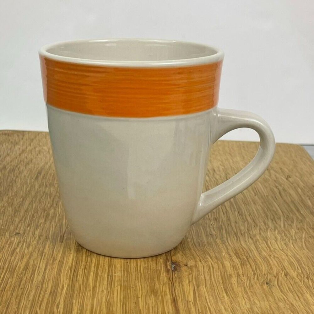 Citrus Grove Orange Brush Stroke Border Natural Coffee Mug Simple Modern Mug